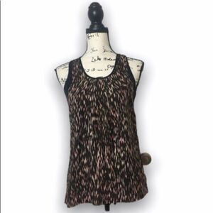 Theory Silk Racerback Tank Top Women’s Size Small Black Abstract Print Blouse